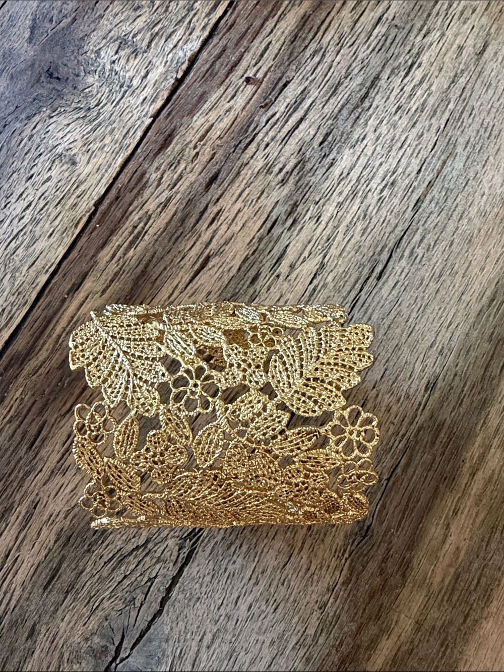 Gold Floral Lace Cuff Bracelet - Women Jewelry